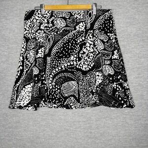 Jacob Womens 100% Silk Skirt Size 14 Black White Floral Pleated Career